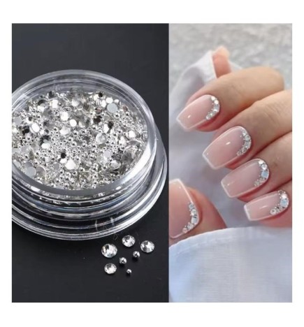 Set decoratiuni unghii cristale si caviar 010