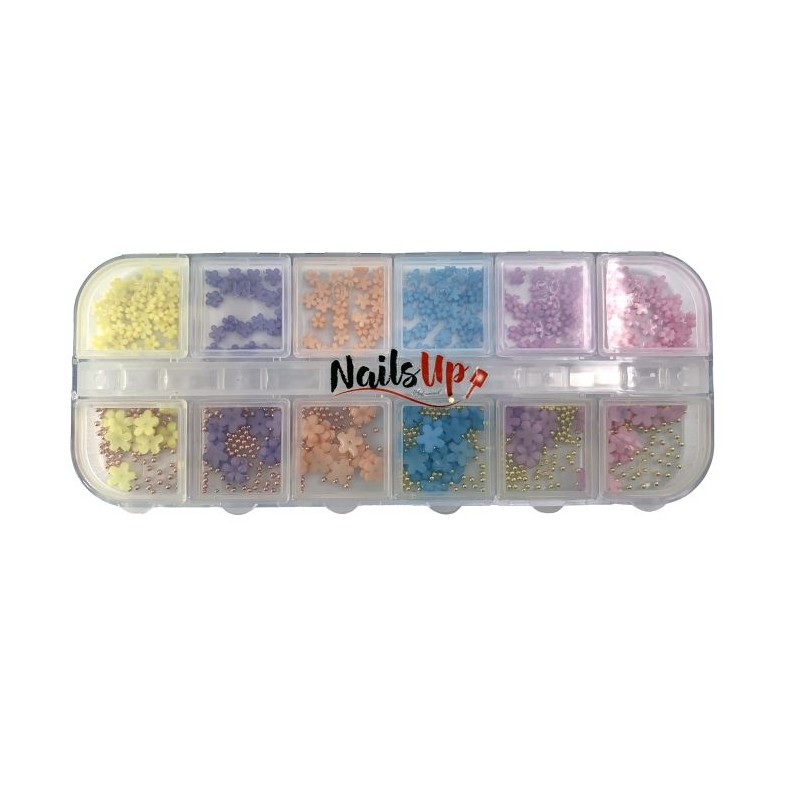 Decor Unghii NailsUp Floricele Colore cu Bilute Decor Unghii NailsUp Floricele Colore cu Bilute